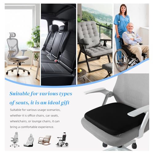 SheRest Office Chair Cushion with Straps – Memory Foam 16x16in, Black Large
