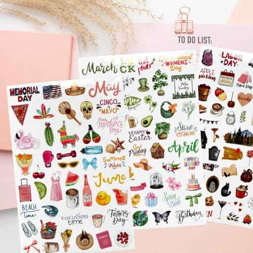 2025 Happy Holiday Calendar Stickers for Planner Women Adults-Monthly Seasonal Agenda Scrapbook Bullet Junk Journal Craft Supplies,Vintage Aesthetic Journaling Scrap Book Embellishments