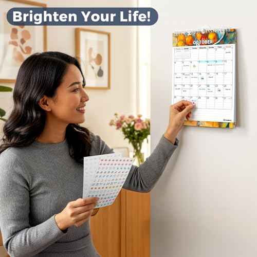CRANBURY Small Wall Calendar 2026, Use Nov 2025 to Dec 2026, Hang on Wall, or Lay Flat as 8.5 x 11 Desk Calendar, Monthly Artwork Designs, Includes Planner Stickers