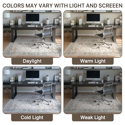 36x48 Taupe Office Chair Mat for Hardwood Floors - Non-Slip & Washable