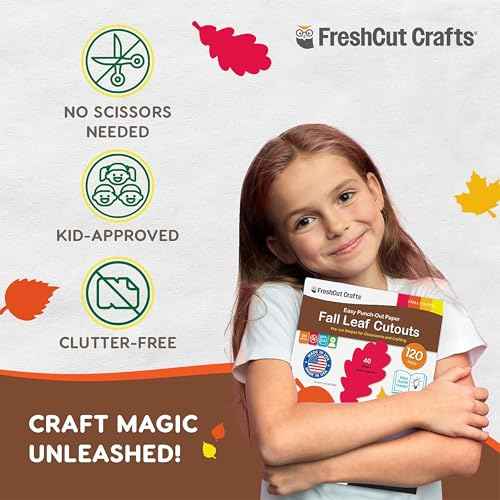 120 Pieces Fall Leaf Paper Cutouts with IDEA Guide, 2-Sided US Made Card Stock Punch Out Maple, Oak, and Birch Leaves for Bulletin Boards, Classroom Decor, Autumn Crafts, DIY Scrapbook, and Posters