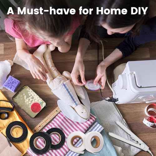 6 Rolls Hemming Tape with Portable Iron ? (3/4 Inch x 27 Yards Each, 3 White & 3 Black), 162 Yards Total Iron-On Hem Tape for Pants, Curtains, Dresses & Crafts