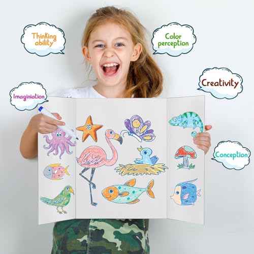 5 Pack Small Trifold Poster Board 26"x17", White Presentation Boards for School Projects, Science Fairs, Office Presentations