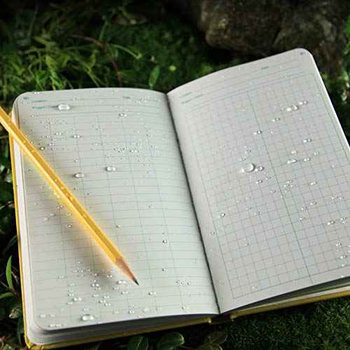 Rite in the Rain Weatherproof Hard Cover Notebook, 4.75" x 7.5", Yellow Cover, Environmental Pattern (No. 550F)