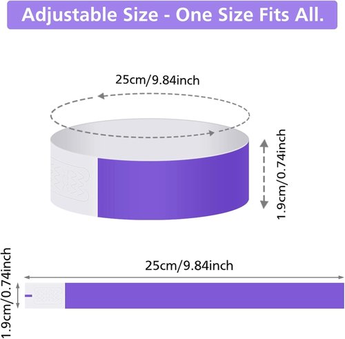 ASTARON Paper Wristbands - 200 Pcs Purple Event Bracelets | Waterproof & Lightweight for Parties