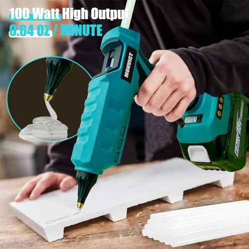 MONVICT 100W Cordless Glue Gun for Makita 18V Battery, Upgraded Digital Temperature Adjustable Handheld Electric Power Full Size Heavy Duty Hot Glue Gun with 10 Glue Sticks (Battery Not Included)