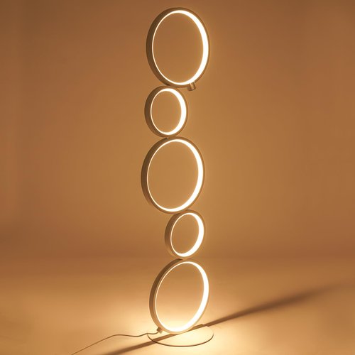 SpaceBovae Modern 5-Circle Ring-Style Floor Lamp, Artistic Trendy Design Ring Standing Lamp, One-Touch Switch Led 5 Ring Floor Standing Tall Lamps for Living Room,Ideal for Home and Office