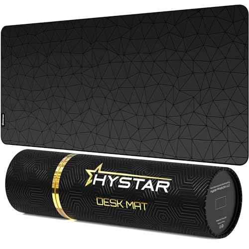 Hystar¢ç Extended Gaming Mouse Pad | XXL 36" x 16" | 5mm Thick, Waterproof Surface, Smooth Polyester Fabric, and Natural Rubber Base | Poly (Black)
