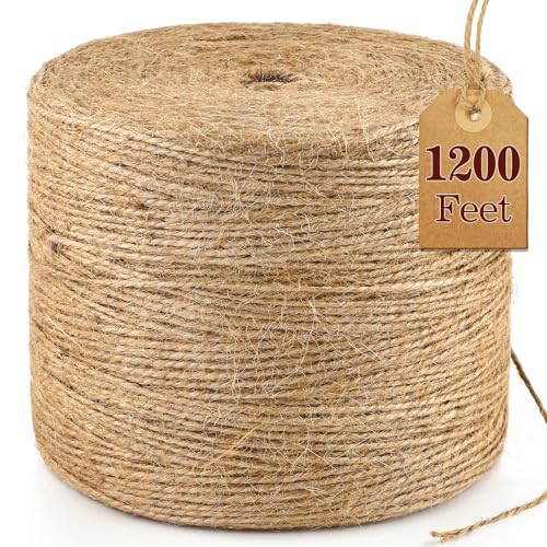 1200 ft Natural Jute Twine Rope for Crafts, Gardening & Gift Wrapping - XSEINO