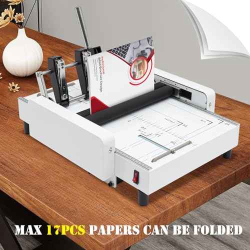 Paper Folding Machine, A3 Paper Folder Machine Automatic Booklet Maker Booklet Making Machine Paper Bookbinding Folding Machine 200-300 Booklets/Hour
