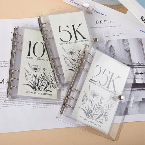 Noxozoqm 10K Savings Challenge Binder with Cash Envelopes, 12-Month Money Saving Organizer