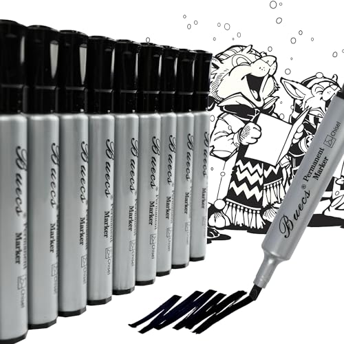Permanent Markers, 80 Count Black Permanent Markers, Chisel tip, Waterproof &Fade Resistant, Quick Drying, Office Supplies for School, Office, Home
