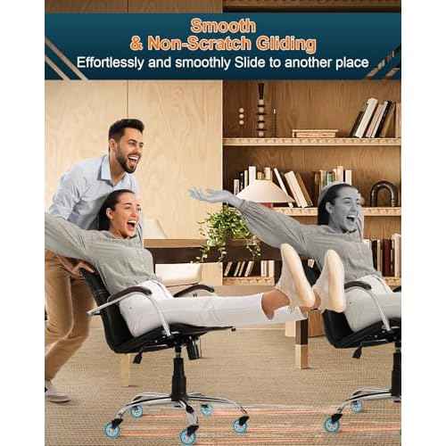 RidRed Gaming Chair Wheels - Heavy-Duty Office Chair Wheels - Replacement Rubber Casters- Universal Fit 3 Inch Chair Casters, Noise Free, Fits 98% Chair, for All Floor