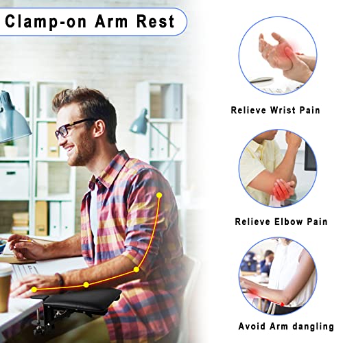 eulps Foldable Desk Extender Tray, Arm Rest for Desk, Ergonomic Forearm Leather Soft Armrest Support, Wrist & Elbow Pad for Home and Office, Easy Typing & Pain Relief