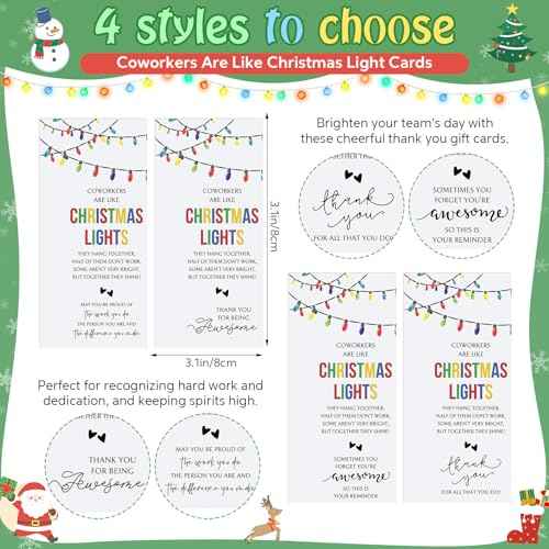 Tondiamo 40 Set Employee Christmas Gifts Bulbs Motivational Ballpoint Pens Thank You Keychain Coworkers Are Like Christmas Light Cards Coworkers Appreciation Gifts for Staff Team Teacher