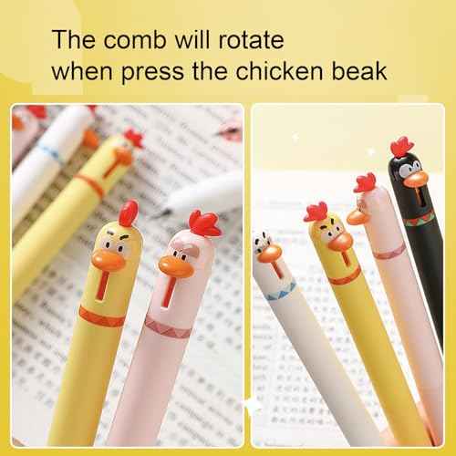 4 Pcs Cute Gel Pens Cartoon Chick Retractable Pens 0.5mm Black Ink Writing Pen Kawaii Funny Chicken Pen for Girls Boys Women Men Office School Supplies (4Pcs Chick)