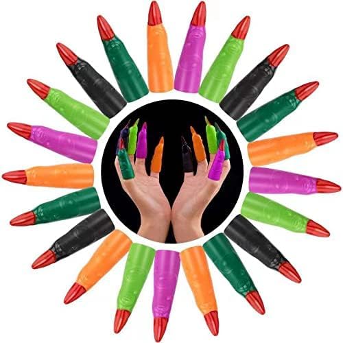 HFATMOS Finger Pointers for Kids - Multicolor Witch Finger Nail Covers for Reading & Cosplay | 24 Pcs