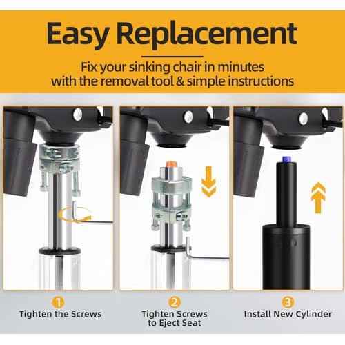 MASTERY MART Office Chair Gas Cylinder Replacement Kit, 6" Stroke Heavy Duty Hydraulic Pneumatic Piston, 1000 lbs Capacity, Universal Fit for Desk Chairs, Easy Installation with Removal Tool & Gloves