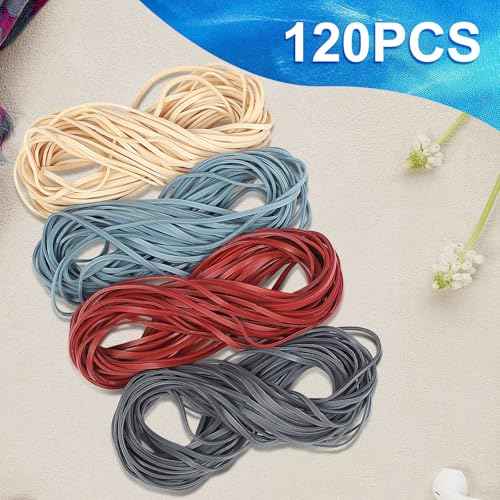 Large Rubber Bands, 120 Pcs, 7x1/8 Inches, Assorted Colors, Rubber Bands Office Supplies
