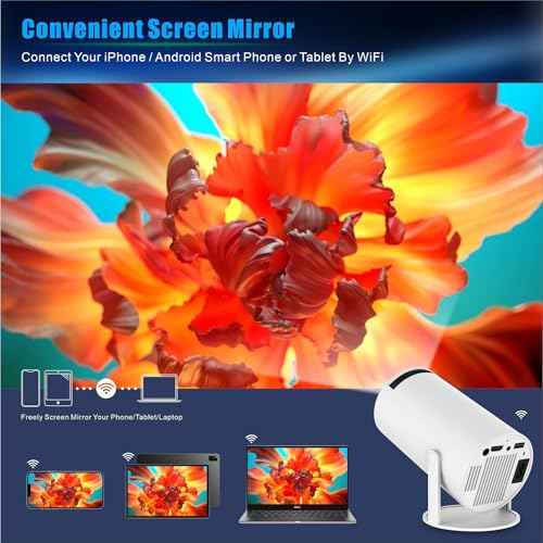 HY300 Pro Mini Projector, Portable, 180 Degree, 4K 1080P, Dual-Band WiFi 6 5G, Bluetooth 5.0, Android 11, 130 Inch Display, For Phone/PC/Laptop/PS5/Stick, 4K Home Cinema Projector, HDMI (HY300 PRO)