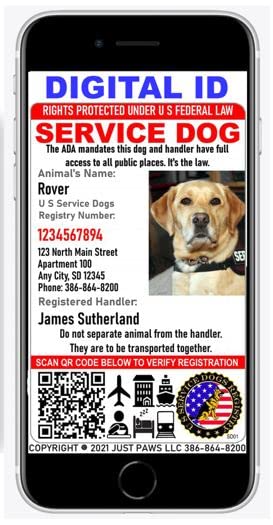 Custom Service Dog ID Card with QR Code & Digital ID Holder – Portrait Style