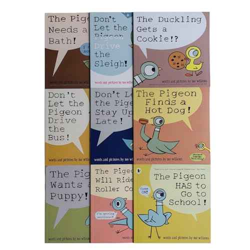 9PCS Pigeon Books Dont Let The Pigeon Drive The Bus Book Series Set, Pigeon Books Collection for Kids