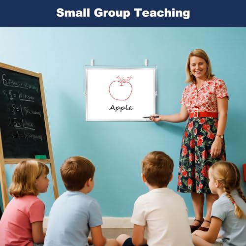 TSJ OFFICE Small White Dry Erase Board Silver Frame 18x14 Inches - Double-Sided Portable Whiteboard
