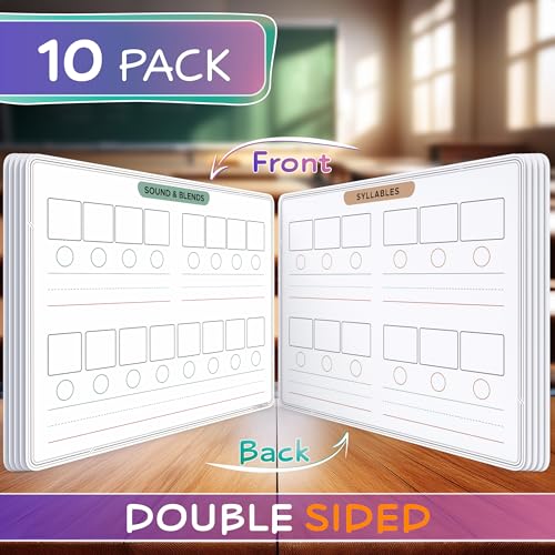 SCRIBBLEDO Phonemic Awareness Sounds & Blends Dry Erase Sheets 9¡±x12¡± Phonics Learning English Syllables Letter Practice Homeschool Teacher Student Supplies Classroom Pack of 10