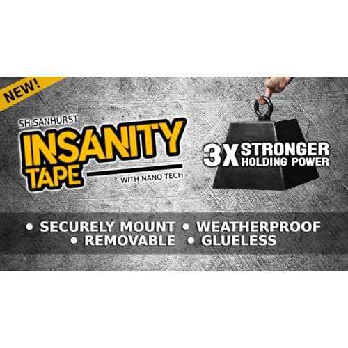 Insanity Heavy Duty Double Sided Mounting Tape Reusable Traceless Nano Gel Adhesive - Hang Pictures, Posters, Doorbell Cameras - Weatherproof - Hold Carpets, Mats & Rugs - Safe for Hardwood Floors