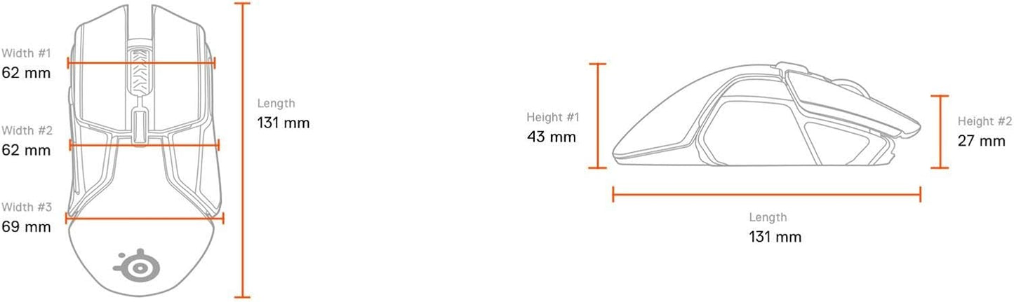 SteelSeries Rival 650 Wireless Gaming Mouse - Rapid Charging, 12,000 CPI Dual Sensor, RGB Lighting