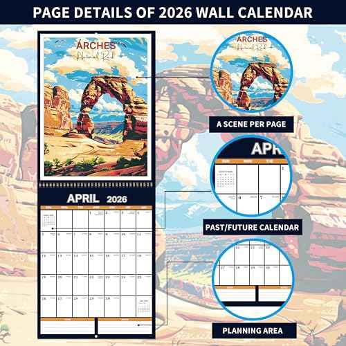 2026 Wall Calendar - 11.3" x 14.6" National Parks Wall Calendar 2026, Jan.2026 - Dec.2026, Hanging Calendar for Home or Office, 2026 Calendar for Planning