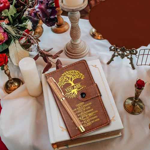 Thenshop 24 Set Christian Gifts Bulk Leather Prayer Journal Church Pastor Man of God Clergy Appreciation Gift Religious Notebook with Bible Verse Pen for Men Women Bible Study Groups (Black Brown)