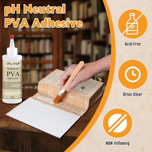 DRLPSN PVA Glue Book Binding 4 oz - Acid-Free, PH-Neutral, Clear Drying