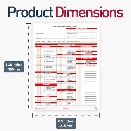25 Pack AVIR Form with Red Aluminum Label - 3-Ply FMCSA DOT Vehicle Inspection Kit (8.5 x 11.8 inches) Made in USA