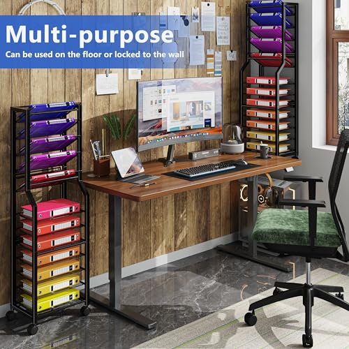 Simple Trending 12-Tier Mobile File Cart with Lock - Black