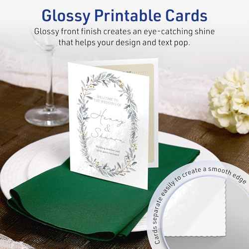 Avery Printable Rectangle Note Cards, 4.25" x 5.5", Glossy White Cardstock, Laser/Inkjet, 100 Total, Great for Thank You Cards, Event Invitations, and More