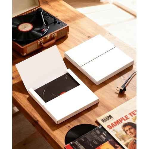 25 Pack Vinyl Record Mailers, 12" x 12" x 1" Easy Fold Album Shipping Boxes, Heavy Duty Cardboard Mailer Box for Mailing Shipping Moving Packing Storage, White