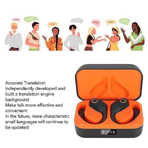 FOSA Translator Earbuds, Mini Bluetooth Translator Headphones 144 Languages Stereo Translator Earphones with Charging Case (Black)