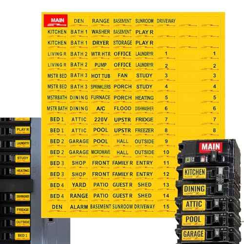 Premium Durable Circuit Breaker Labels, Electrial Panel Labels,129 Waterproof Fuse Box Stickers, Easy to Read and Install (Yellow, 1)