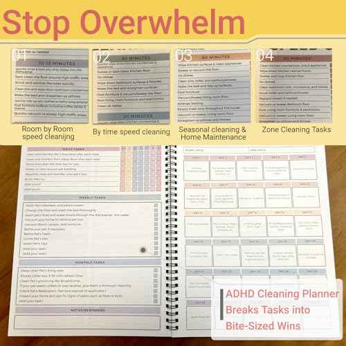 Adhd Cleaning Planner,Household Cleaning Planner, Daily, Weekly And Monthly House Cleaning Schedule And Checklist, Kitchen Bathroom Bedroom Specific Cleaning Schedules