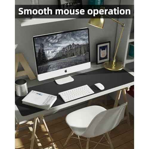 Desk mat Large, Leather Desk Pad Protector,Office Desk Mat,Mouse Pad, Non-Slip Desk Blotter, Laptop Desk Pad, Waterproof Desk Writing Pad for Office&Home (Black, 55" x 24")