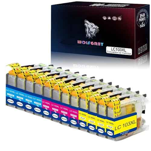 Wolfgray LC103 LC103XL Color Ink Cartridges Compatible with Brother LC101 LC-103 LC103CL XL for Brother Printer MFC-J870DW MFC-J470DW MFC-J450DW MFC-J6720DW J650DW J4410DW J475DW (4C+4M+4Y)