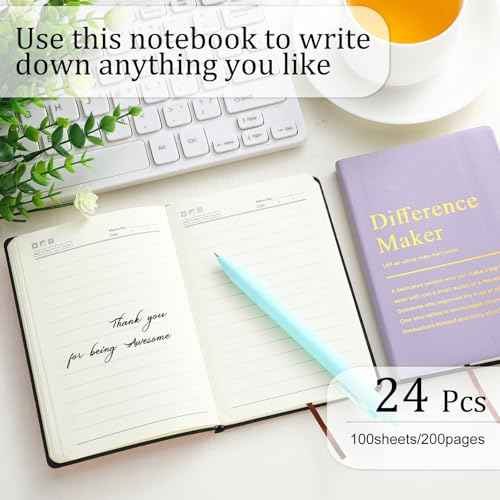 24 Pcs Employee Appreciation Gifts A6 Small Leather Journals Bulk Inspirational Different Maker Notebook Thank You Gift for Women Leadership Coworker Team Staff Christmas (Light Color)