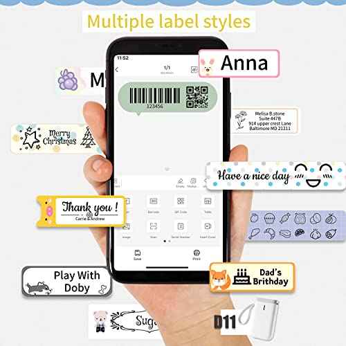 D110-M Label Maker Sticker Machine-Thermal Label Printer Inkless Portable Bluetooth Label Sticker Maker, Mini Bulk Printer for Business Home Office Compatible iOS Android USB Rechargeable-Green