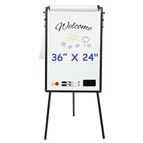 M&G Dry Erase Board with Stand, Magnetic Portable Standing Whiteboard Easel with Adjustable Height for Office Display School Classroom Teaching, 36x24in, Black