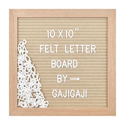GAJIGAJI Beige Felt Letter Board 10x10 Inch Wooden Frame Personalized Sign