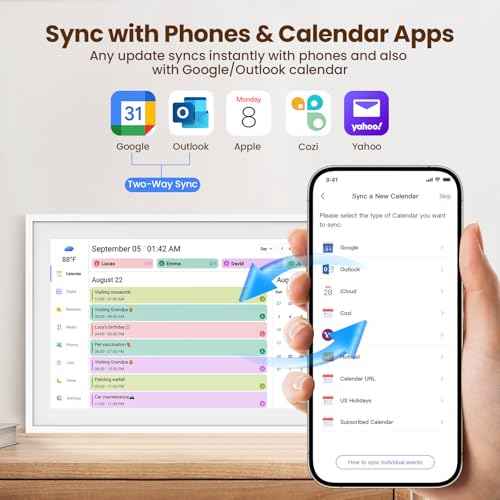 Skyzoo 15.6-Inch Digital Calendar ? Schedule, Chore Chart, Meal Planner, Task Rewards System, Family Photo Display, Syncs with Online Calendars, Horizontal, Vertical & Wall-Mount