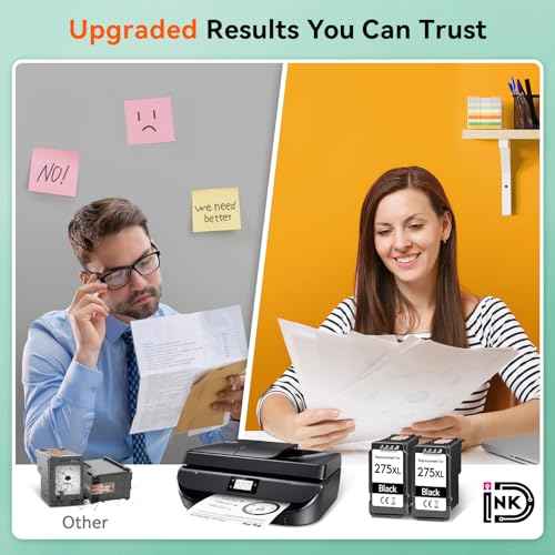 InkID Printer Ink PG-275XL Compatible for Canon PG-275 Black Ink Cartridge 275 XL Work for Canon Pixma TR4720 TS3720 TS3522 TS3520 TS3722 TS3500 TR4722 TR4723 TR4700 Printer (2 Pack)