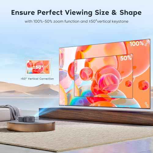 ¡¼Electric Focus¡½Native 1080P Projector with WiFi and Bluetooth, 4K Support Projector with Zoom Function, Outdoor Movie Projector for Phone/Laptop/TV Stick/DVD/USB/HDMI