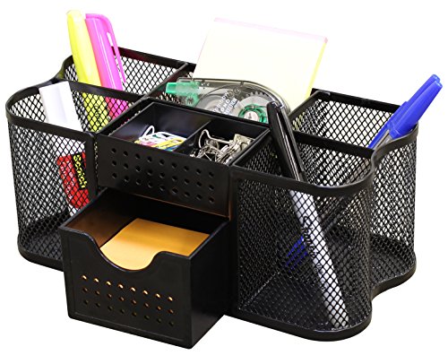 Deco Brothers Black Desk Organizer with Pen Holder and Drawer - Office Caddy
